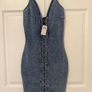 Denim Lace Up Dress